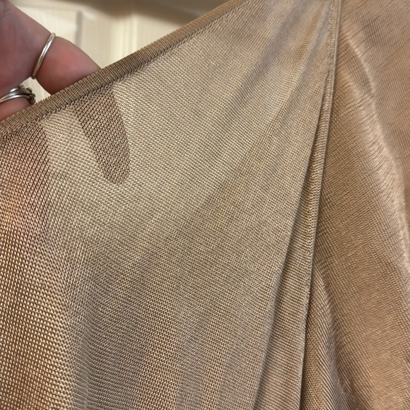 Bebe tan gold v neck short sleeve bodycon stretchy sweater tunic top dress L - Picture 10 of 11